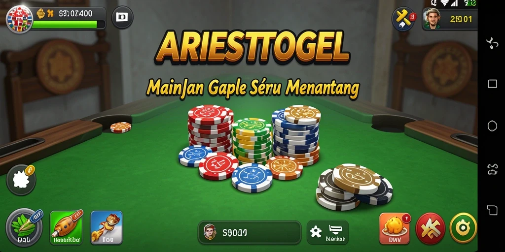 Tampilan screenshot ARIESTOGEL yang menggambarkan serunya permainan Gaple.