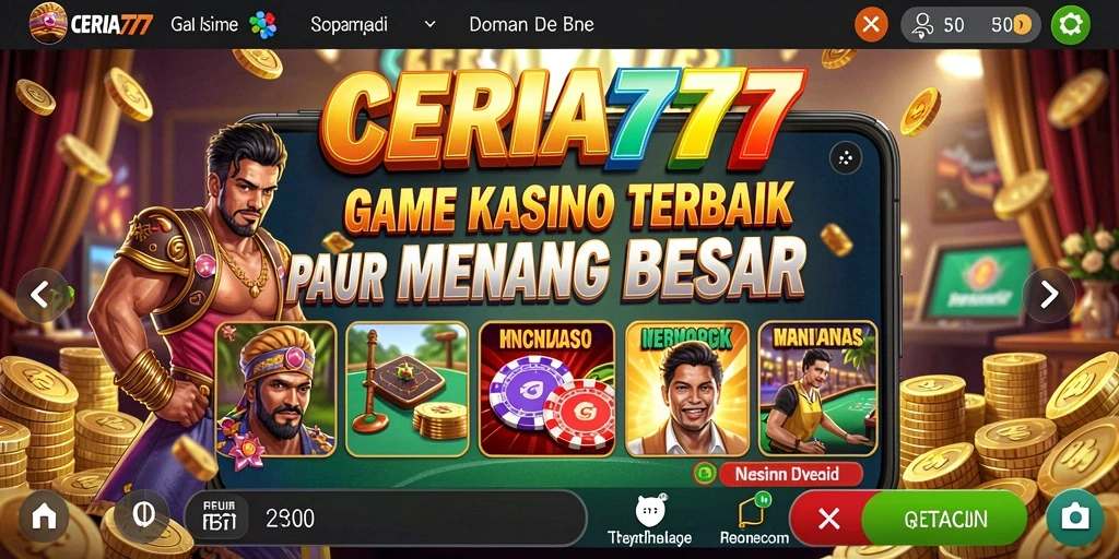 Screenshot utama CERIA777 menampilkan gameplay Kasino yang menarik dan seru.