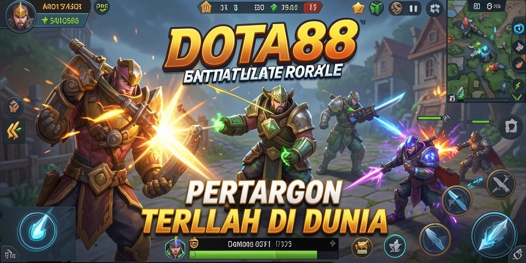Tangkapan layar DOTA88 menampilkan aksi intens di arena Battle Royale.
