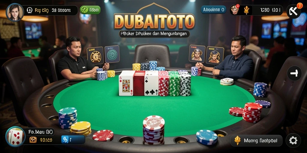 Screenshot gameplay DUBAITOTO menampilkan aksi seru permainan poker.