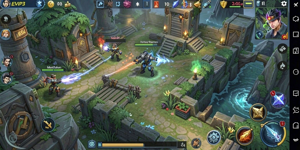 Tampilan gameplay menakjubkan dari EVIP3 dengan aksi Tower Defense yang seru.