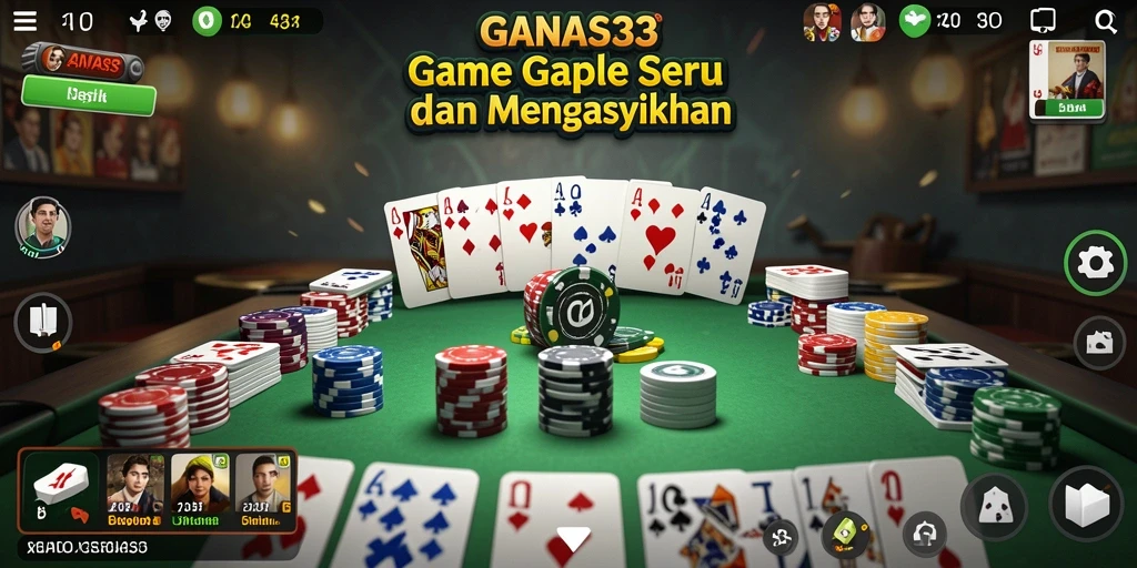 Screenshot utama GANAS33 menampilkan pemain asyik bermain Gaple.