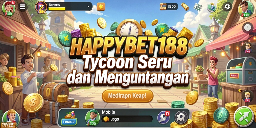 Tampilan gameplay <strong>HAPPYBET188</strong> yang menampilkan manajemen bisnis yang seru.