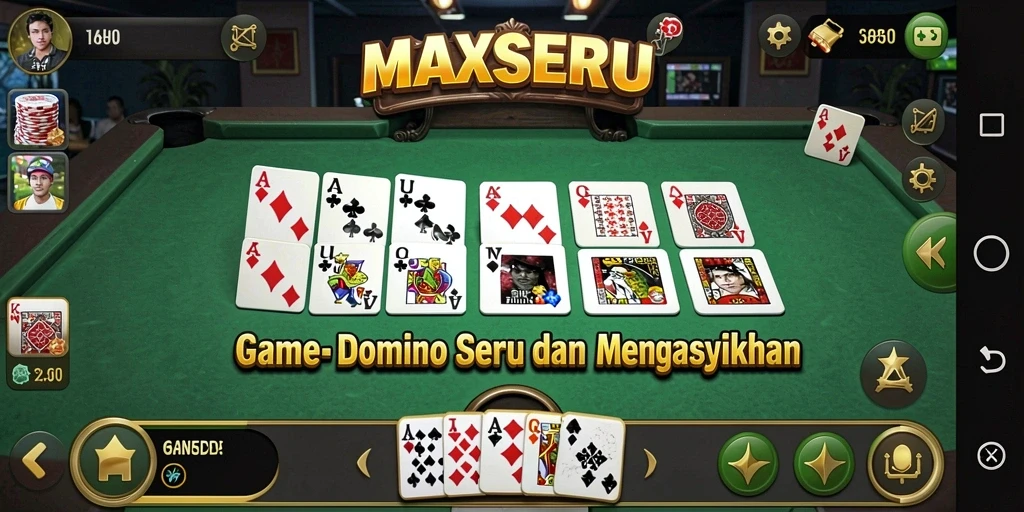 Screenshot gameplay MAXSERU yang menunjukkan keseruan bermain Domino.
