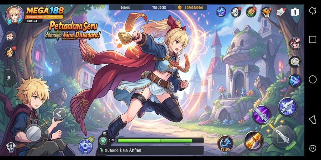 Screenshot utama MEGA188 menunjukkan aksi seru dalam dunia Anime.