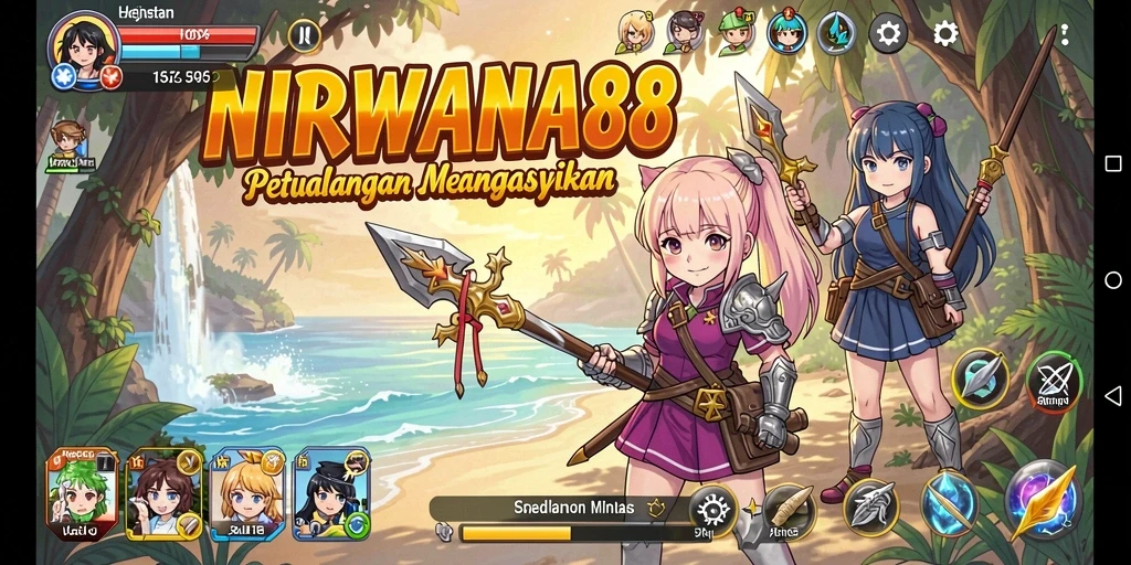 Tampilan gameplay NIRWANA88 dengan petualangan karakter anime yang seru.