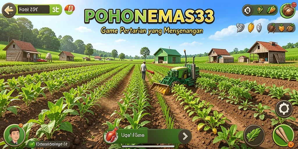 Screenshot gameplay POHONEMAS33 menampilkan aktivitas bertani yang menyenangkan.