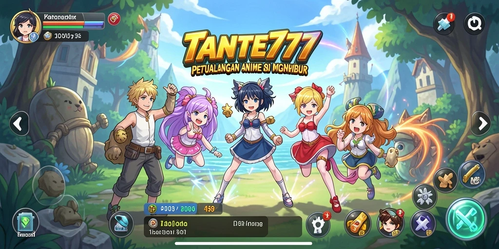 Tangkapan layar menampilkan aksi seru dalam <strong>TANTE777</strong> dengan karakter Anime.