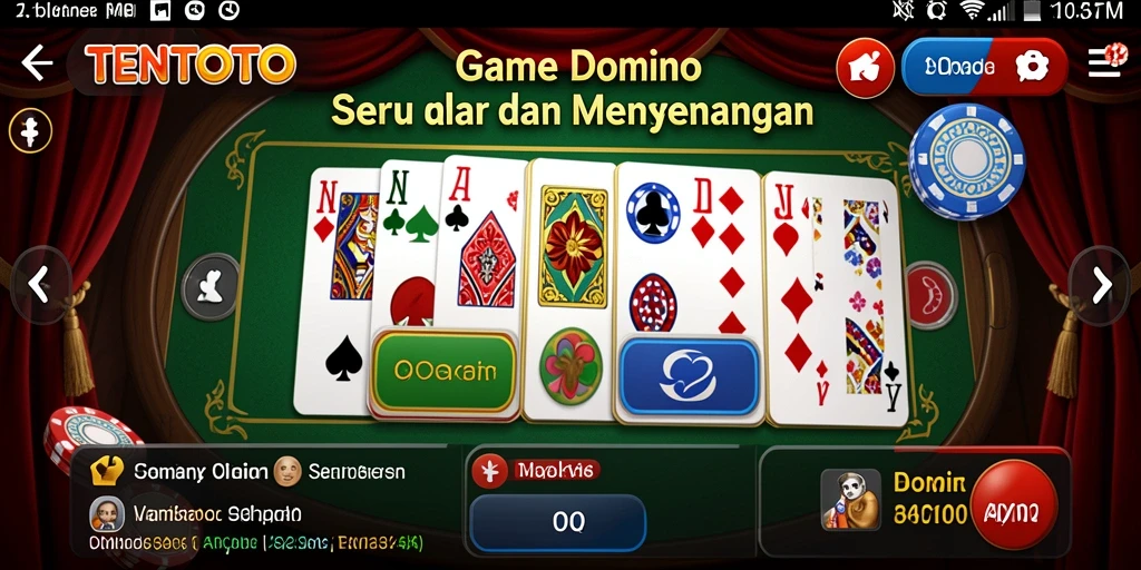Screenshot TENTOTO menampilkan gameplay seru dalam permainan Domino.