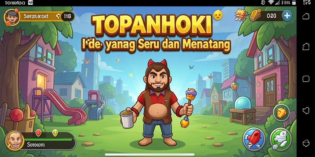 Screenshot gameplay TOPANHOKI dengan karakter aktif dan penuh aksi.