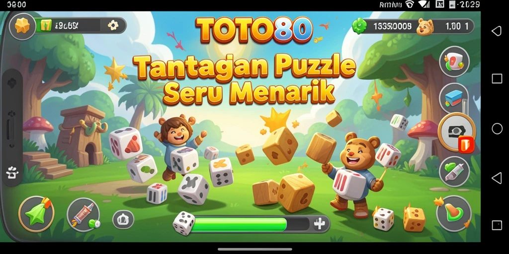 Screenshot gameplay TOTO80 yang menunjukkan berbagai tantangan puzzle.