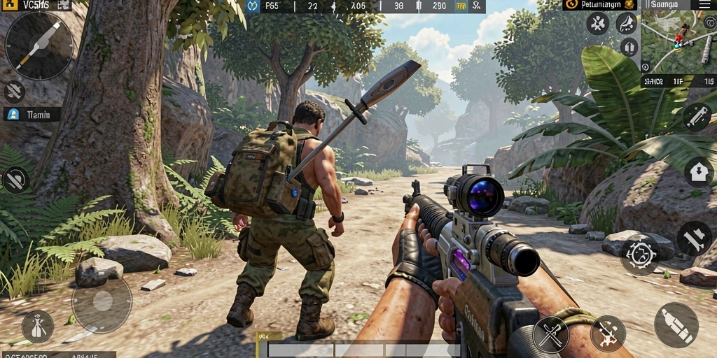 Screenshot VC55 menunjukkan aksi seru dalam pertempuran TPS.